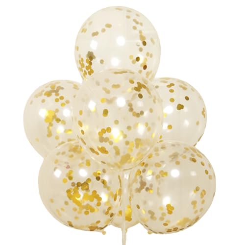 Gold Confetti -Luftballons - Konfetti -Ballon, Funkelnde Feierdekor | 100 -pieces Latex Konfetti -Luftballons Party Ballon, Party -Dekoration Transparenter Multikolen -Paillettenballon Zum Geburtstag von Generisch