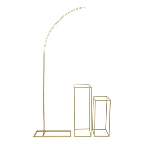 Gold Wedding Arch Stand Set - 1 Arch + 2 Rectangular Flower Stands, Sturdy Steel for Ceremony & Party Decor von Generisch