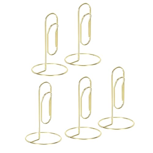 Goldene Tischkartenhalter – elegante Memo-Clip-Ständer für Tischnummern, Fotos und Notizen – vielseitiger Büroklammer-Halter für Hochzeiten und Veranstaltungen, 5 Stück von Generisch