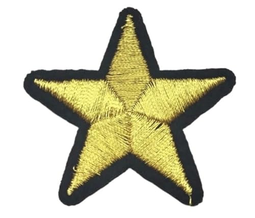 Goldener Stern bestickter Aufnäher - 5 Punkte Metall Draht Emblem für DIY Kleidung und Reparatur (Golden) von Generisch