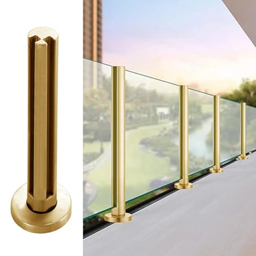 Goldfarbenes Balkongeländer, Glasgeländer, Zaunstange, rundes Rohr mit Glasplatten, Klemme für Deck, Treppe, Veranda, 140 cm Goldfarbenes Balkongeländer, Glasgeländer, Zaunstange, rundes Rohr mit Glasplatten, Klemme für Deck, Treppe, Veranda, 140 cm von Generisch