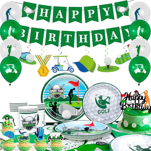 Golf-Geburtstagsparty-Dekorationen, Golf-Geburtstagsparty-Zubehör Packs - Golf Thema Geburtstag Banner Ballons Kuchendekoration Teller Servietten Tischdecke etc Golf Birthday Dekorationen Golf-Geburtstagsparty-Dekorationen, Golf-Geburtstagsparty-Zubehör Packs - Golf Thema Geburtstag Banner Ballons Kuchendekoration Teller Servietten Tischdecke etc Golf Birthday Dekorationen von Generisch