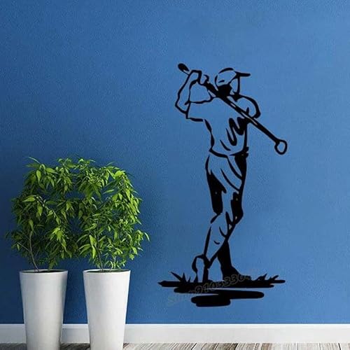 Golfer-Wandaufkleber, Loch, Hockeyschläger, Wandaufkleber, Zuhause, Innenraum, Dekoration, Wandbild, abnehmbar, wasserdicht, Vinyl-Aufkleber, 106 x 57 cm von Generisch