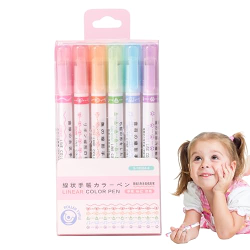 Grenzmarker -Stift -Set - Kurven -Tipps, Studienschwerer | Bunte Schreibinstrumente Mit Einzigartigen Musterlinien Während Der Sammelalbuchdekoration, Bürogebrauch, Styling Für Schüler Notiz, Tägliche von Generisch