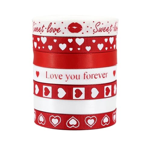 Größe 5 Rotes bedrucktes Band, Hochzeits-Qixi-Geschenkverpackungsseil, rotes Jacquardband, DIY-Handarbeitsband(Multi-Colored) von Generisch