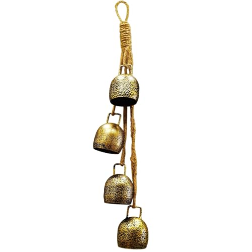 Große Vintage-Weihnachtsglocken, 47 cm, antikes Gold, Metallglocken mit Juteseil, für Haus und Garten, Urlaubsdekoration Große Vintage-Weihnachtsglocken, 47 cm, antikes Gold, Metallglocken mit Juteseil, für Haus und Garten, Urlaubsdekoration von Generisch