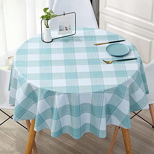 Große runde Tischdecke, wasserabweisend, 120 cm Durchmesser, Anti-Heiß, für den Außenbereich, langlebig, rechteckig, Blau und Weiß Große runde Tischdecke, wasserabweisend, 120 cm Durchmesser, Anti-Heiß, für den Außenbereich, langlebig, rechteckig, Blau und Weiß von Generisch