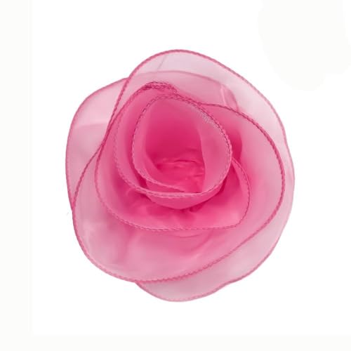 Großer Organza-Aufnäher, Applikationen für Hochzeitskleid, mehrlagig, 3D-Organza, große Blume, Rosenblume, Kleidungsaufnäher (17 cm, Rosarot) von Generisch