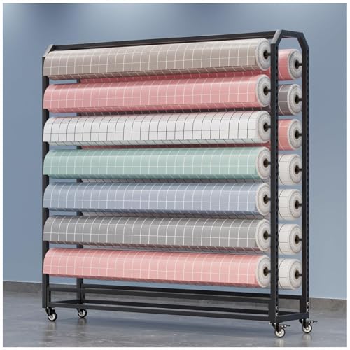 Großer Textilstoff-Präsentationswagen mit verstellbarer Aufhängestange und bremsbaren Rädern, robustes Lagerpräsentationsregal aus Metall für Vinylrollen, platzsparend, Querstange 130 cm – 2 Großer Textilstoff-Präsentationswagen mit verstellbarer Aufhängestange und bremsbaren Rädern, robustes Lagerpräsentationsregal aus Metall für Vinylrollen, platzsparend, Querstange 130 cm – 2 von Generisch