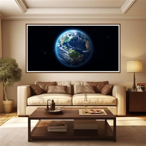 Großes Diamant-Malset für Erwachsene, Planet, Erde, quadratischer Bohrer, DIY, Kristallkunst, 71,1 x 142,2 cm, Landschafts-Wanddekoration, kreatives Basteln für Heimdekoration von Generisch