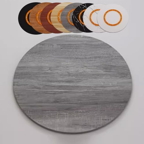 Großes drehbares Serviertablett für Esstisch, 83 cm, leises Drehteller, graues Eichen-Finish, perfekt für Unterhaltung und Servieren (85 cm) von Generisch