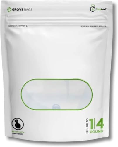 Grove Bags TerpLoc - div.Größen: Special Editions - 3,5g - 7g - 15g - 30g - 100g - 250g - 500g (1, 113g White mit Fenster) von Generisch