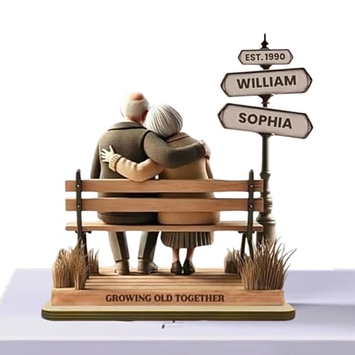 Growing Old Together Figurines – 15 x 10 x 0,5 cm ältere Paare, Holzfiguren, romantisches Holzornament und dekoratives Zubehör für Ehefrau, Freund, Ehemann von Generisch