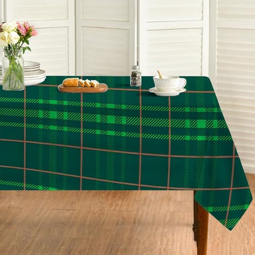 Grün Gitter Tischdecke Abwaschbar Rechteckig, Gartentischdecke für Outdoor Gitter Drucken, Tischdecke Grün Wasserabweisend, Tischtuch für Küche, Restaurant, Hochzeit, Bankett (130x280 cm) A23 von Generisch