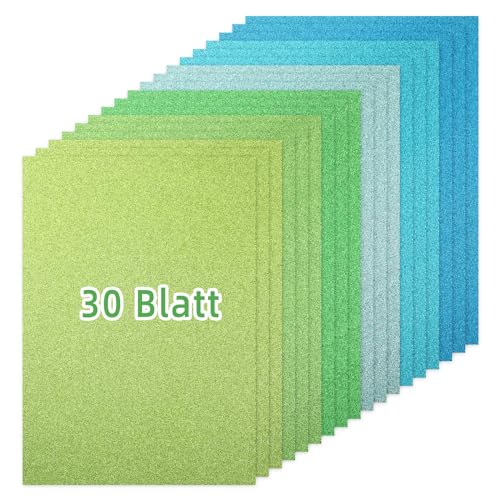 Grün Serie Glitzerpapier zum Basteln, 30 Blatt Bunt Glitzer Papier A4, 6 Farben, 250g/m² Glitterkarton zum Basteln und Gestalten Grün Serie Glitzerpapier zum Basteln, 30 Blatt Bunt Glitzer Papier A4, 6 Farben, 250g/m² Glitterkarton zum Basteln und Gestalten von Generisch