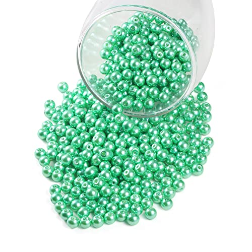 Grüne tschechische Glasperlen, rund, winzig, Satin-Glanzfüller, Abstandshalter, lose Perlen für Schmuckherstellung, Handwerk, Armbänder, Halsketten, Ohrringe, 6 mm, 200 Stück von Generisch