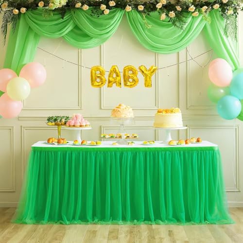 Grüner Tüll-Tischrock für Geburtstagsfeiern und Hochzeiten, 427 x 78 cm, Tutu-Tischdecke für Babypartys und Dessert-Tischdekorationen Grüner Tüll-Tischrock für Geburtstagsfeiern und Hochzeiten, 427 x 78 cm, Tutu-Tischdecke für Babypartys und Dessert-Tischdekorationen von Generisch