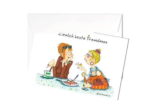 Grußkarte | Ziemlich beste Freundinnen | Postkarte Klappkarte Karte mit Briefumschlag | Künstlerin: Barbara Freundlieb von Generisch