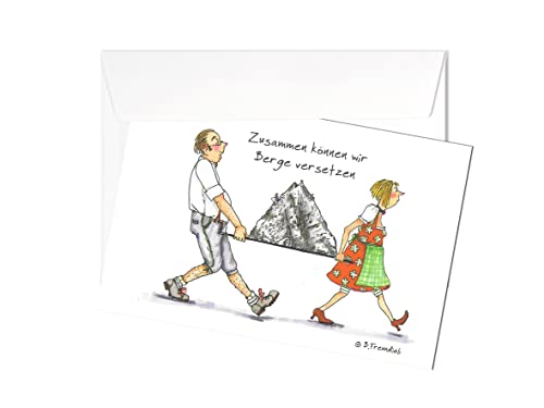 Grußkarte | Zusammen können wir Berge versetzen | Postkarte Klappkarte Karte mit Briefumschlag | Künstlerin: Barbara Freundlieb von Generisch