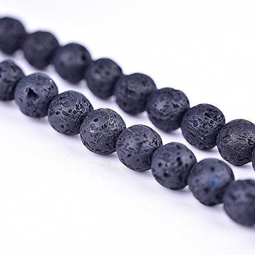 Gu-k6963 runde schwarze Lava-Perlen, großes Loch, gebohrte Edelsteine, lose Perlen für DIY-Schmuckherstellung, voller Strang, 38,1 cm, ca. 38 Stück Gu-k6963 runde schwarze Lava-Perlen, großes Loch, gebohrte Edelsteine, lose Perlen für DIY-Schmuckherstellung, voller Strang, 38,1 cm, ca. 38 Stück von Generisch
