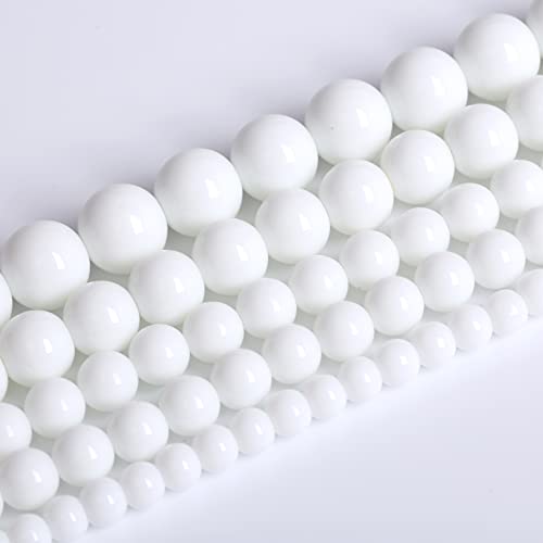 Gu-k7064 natürliche weiße Porzellan-Achat-Steinperlen für Schmuckherstellung, runder Abstandhalter, lose 81,3 cm, 2 Stränge, 90 Stück von Generisch