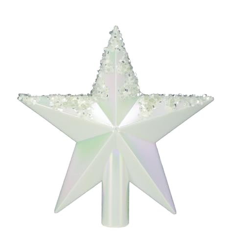 HAAC Baumspitze Stern für Weihnachtsbaum Größe 22 cm Farbe weiß Regenbogen glänzend mit Schmucksteinen Weihnacht Weihnachten von Generisch
