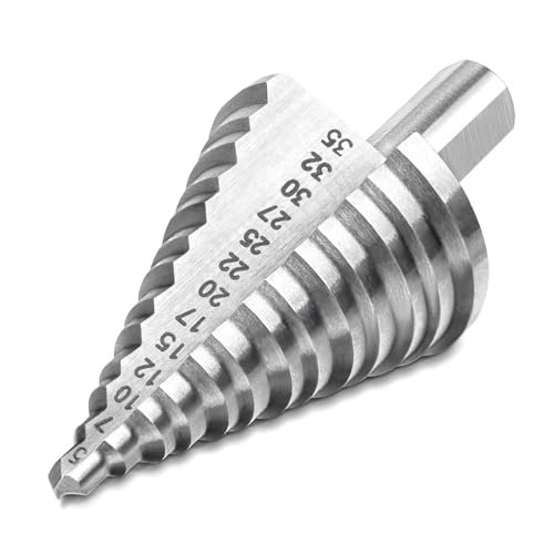 HSS Stufenbohrer Ø 5–35 mm mit 13 Stufen [10 mm Schaft] – Kegelbohrer mit Spiralnut & Titanbeschichtung – Konusbohrer für Metall, Holz, Kunststoff – Passend für alle Bohrfutter von Generisch
