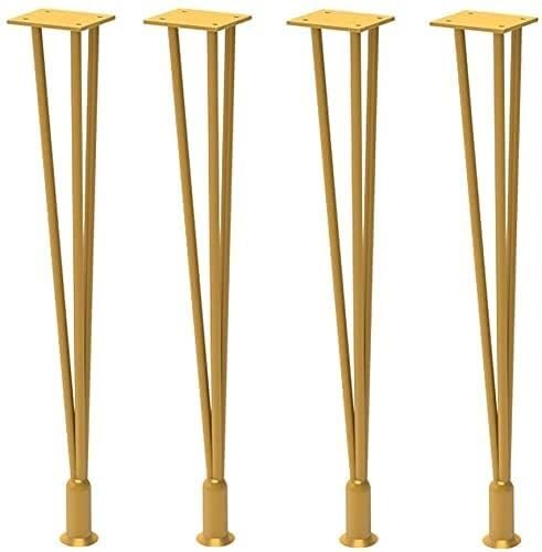 Haarnadel-Tischbeine, Möbelbeine aus Metall, Schreibtischbeine, 71,1 cm, DIY-Dekor for Couchtisch, Esstisch, Gold, 4er-Set(43cm) von Generisch