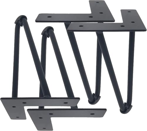 Haarnadelfüße mit 2 Stangen, DIY Schwarze Haarnadel-Möbelbeine aus robustem Metall for Beistelltisch, Bank, Nachttisch, 4er-Set(8in) von Generisch