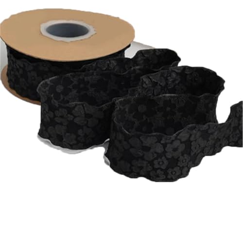 Haarschleifen mit Blumenmuster, Zubehör, Geschenk, Blumenverpackung, handgefertigtes Klebeband, Basteln, 9,1 m, Schwarz, 38 mm Haarschleifen mit Blumenmuster, Zubehör, Geschenk, Blumenverpackung, handgefertigtes Klebeband, Basteln, 9,1 m, Schwarz, 38 mm von Generisch