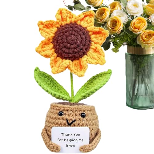 Häkel-Sonnenblume, 14 x 6 x 6 cm, handgefertigt, positive Sonnenblume, Häkelblumen, handgemachte Sonnenblume mit einem großen Lächeln, süßes und warmes Geschenk Häkel-Sonnenblume, 14 x 6 x 6 cm, handgefertigt, positive Sonnenblume, Häkelblumen, handgemachte Sonnenblume mit einem großen Lächeln, süßes und warmes Geschenk von Generisch