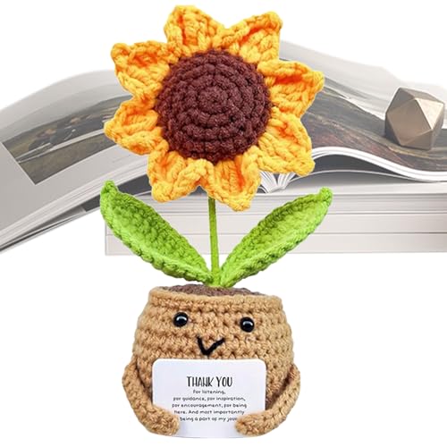 Häkel-Sonnenblume, 14 x 6 x 6 cm, handgefertigt, positive Sonnenblume, Häkelblumen, handgemachte Sonnenblume mit einem großen Lächeln, süßes und warmes Geschenk Häkel-Sonnenblume, 14 x 6 x 6 cm, handgefertigt, positive Sonnenblume, Häkelblumen, handgemachte Sonnenblume mit einem großen Lächeln, süßes und warmes Geschenk von Generisch