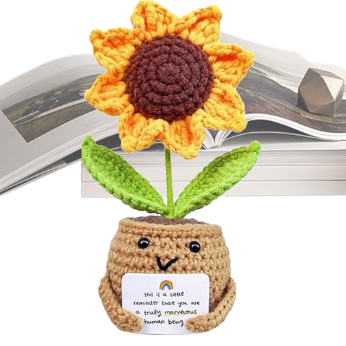 Häkel-Sonnenblumen, ermutigende Puppe, handgefertigt, positive Blume, Schreibtisch- und Autodekoration, niedliche Topfpflanze, künstliche Sonnenblume, Geschenk, kleine Häkelblume für Geburtstag Häkel-Sonnenblumen, ermutigende Puppe, handgefertigt, positive Blume, Schreibtisch- und Autodekoration, niedliche Topfpflanze, künstliche Sonnenblume, Geschenk, kleine Häkelblume für Geburtstag von Generisch