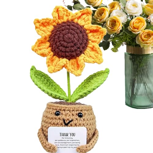 Häkel-Sonnenblumen, ermutigende Puppe, handgefertigt, positive Blume, Schreibtisch- und Autodekoration, niedliche Topfpflanze, künstliche Sonnenblume, Geschenk, kleine Häkelblume für Geburtstag Häkel-Sonnenblumen, ermutigende Puppe, handgefertigt, positive Blume, Schreibtisch- und Autodekoration, niedliche Topfpflanze, künstliche Sonnenblume, Geschenk, kleine Häkelblume für Geburtstag von Generisch