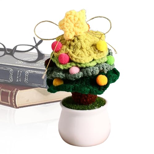Häkel-Weihnachtsbaum, Topfpflanzen, kreativ, tragbar, gestrickt, Ornament, Häkelblumen, festliche künstliche Blumen, gehäkelter Weihnachtsbaumschmuck für Familie und Freunde von Generisch