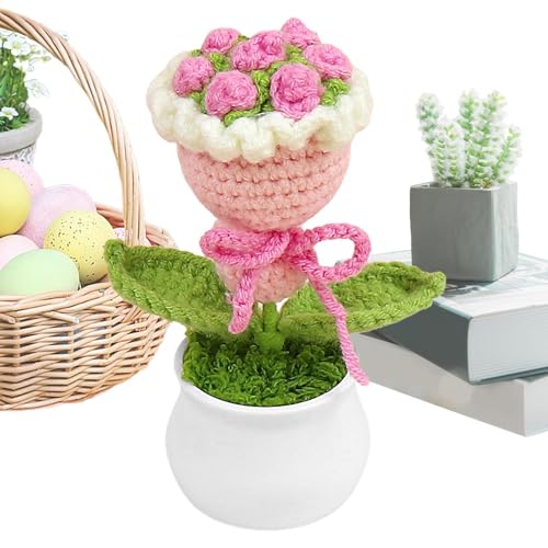 Häkelblumen, Topfblumenstrauß, handgefertigt, gehäkelter Blumenstrauß, niedlicher Schreibtisch- für Muttertag, Valentinstag, Frauen, Büro, Auto, Armaturenbrett Häkelblumen, Topfblumenstrauß, handgefertigt, gehäkelter Blumenstrauß, niedlicher Schreibtisch- für Muttertag, Valentinstag, Frauen, Büro, Auto, Armaturenbrett von Generisch