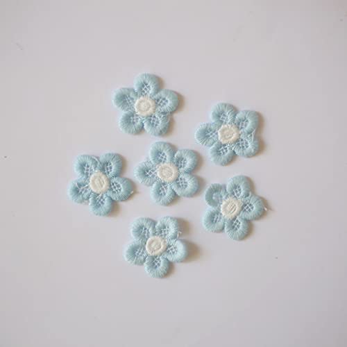 Häkelblumen-Applikation, 28 mm, Stickapplikation, Nähen, Blumen, Stoffflicken zum Aufnähen auf Kleidung, Hüte, Jeans, 20 Stück (blau) von Generisch
