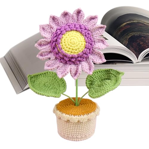 Häkelblumen – Handgefertigte gestrickte Topfpflanze | Sonnenblumen-Armaturenbrett-Dekoration, künstliche Blumen-Ornament für Zuhause, Büro, Wohnzimmer, Schlafzimmer, Arbeitszimmer, Tischdekoration Häkelblumen – Handgefertigte gestrickte Topfpflanze | Sonnenblumen-Armaturenbrett-Dekoration, künstliche Blumen-Ornament für Zuhause, Büro, Wohnzimmer, Schlafzimmer, Arbeitszimmer, Tischdekoration von Generisch