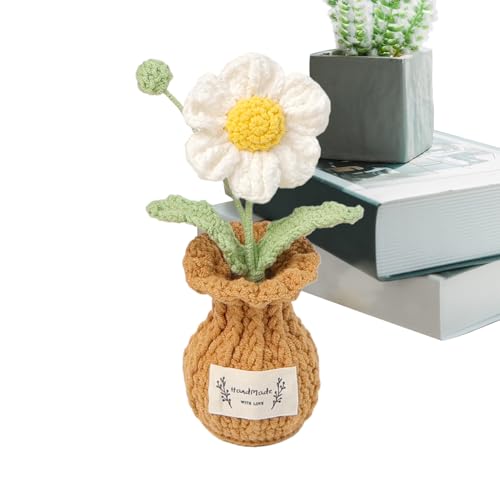 Häkelblumen - Handgefertigter gehäkelter Blumenstrauß | Häkel-Sonnenblume lebensecht künstlicher Blumenstrauß | lichtbeständig, dekorative Blüten für Studio, Schreibtisch, Fensterbank, Eingang von Generisch
