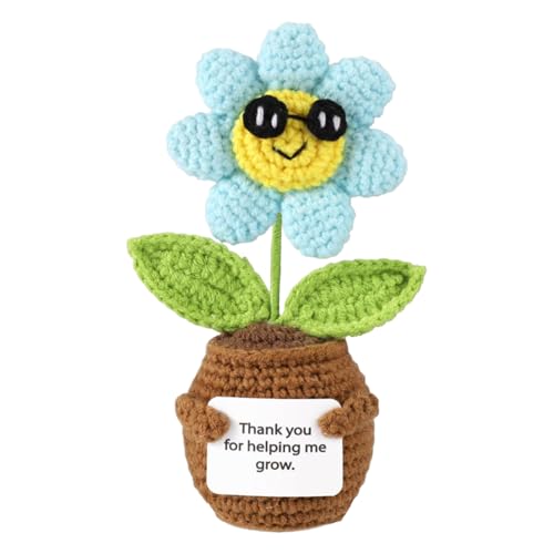 Häkelblumen – Positive Sonnenblumen-Häkelblume | Sonnenblume gehäkelte Topfblumen | kreative Strickpuppe | kleine Häkelpuppe | künstliche niedliche motivierende Dekorationen Zubehör für Schreibtisch Häkelblumen – Positive Sonnenblumen-Häkelblume | Sonnenblume gehäkelte Topfblumen | kreative Strickpuppe | kleine Häkelpuppe | künstliche niedliche motivierende Dekorationen Zubehör für Schreibtisch von Generisch