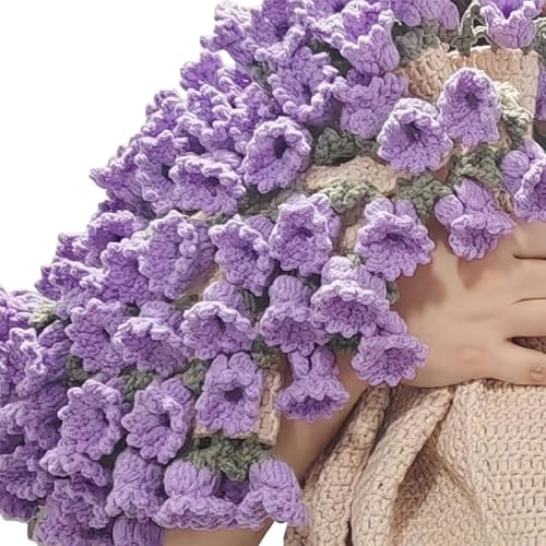 Häkelblumen-Rosenstrauß-Decke-Set, handgefertigt, gestrickte Rosen-Blumen-Bettdecke, Pastelltöne von Blumen mit Garnhaken, Tutorial, Geschenk für Muttertag, Geburtstag, Heimdekoration (lila Häkelblumen-Rosenstrauß-Decke-Set, handgefertigt, gestrickte Rosen-Blumen-Bettdecke, Pastelltöne von Blumen mit Garnhaken, Tutorial, Geschenk für Muttertag, Geburtstag, Heimdekoration (lila von Generisch