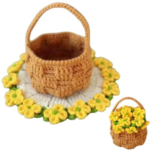 Häkelblumen-Untersetzer, handgefertigt, gehäkelter Rosenstrauß, Materialpaket, lustige Blumen-Untersetzer, gehäkeltes Blumentopf-Untersetzer-Set für Getränke mit Blumentopfhalter, Geschenk zum Häkelblumen-Untersetzer, handgefertigt, gehäkelter Rosenstrauß, Materialpaket, lustige Blumen-Untersetzer, gehäkeltes Blumentopf-Untersetzer-Set für Getränke mit Blumentopfhalter, Geschenk zum von Generisch