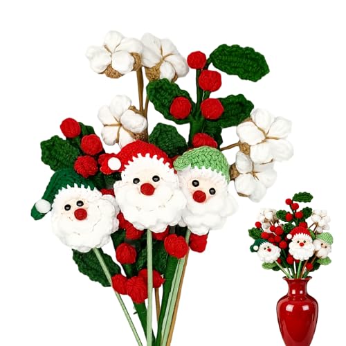 Häkelblumenstrauß – künstliche Pflanze aus Baumwolle, Weihnachtsmann – handgefertigte Häkelblumen | für Arbeitsplatz, Zuhause, Schlafzimmer, Abschlussfeier von Generisch