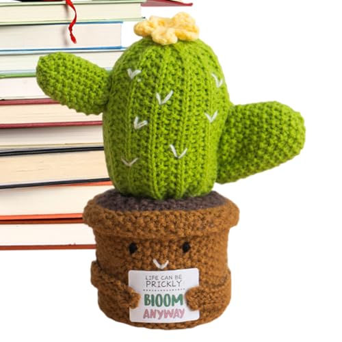 Häkelkaktus | Inspirierende Häkelpuppe, dekorative Puppe in Kaktusform für Studio, Meditation, Sammler, Kunsthandwerk, Erwachsene, sensible Kinder, Geschenk, Bücherregal von Generisch