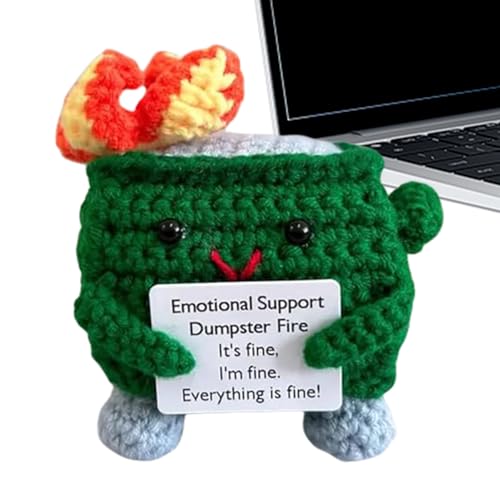 Häkeln Spielzeug Mit Mülleimer Feuer Design, Strickpuppe, Handgefertigte Cartoon Deko Für Mama Valentinstag Weihnachten Freund Ostern Lehrer Geburtstag Wohnkultur von Generisch