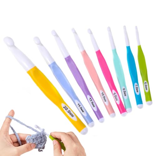 Häkelnadel -Set - Ergonomische Gummihandhaken | 8 -teiliges weiches Griffhäkchen -Haken -Set | Langes Strick- und Häkeln von Werkzeugen | Bequeme Nähzubehör für Garnhandwerksprojekte | Decke und Narbe Häkelnadel -Set - Ergonomische Gummihandhaken | 8 -teiliges weiches Griffhäkchen -Haken -Set | Langes Strick- und Häkeln von Werkzeugen | Bequeme Nähzubehör für Garnhandwerksprojekte | Decke und Narbe von Generisch