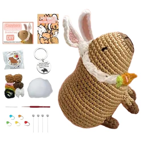 Häkelnadeln Garn Set, gestrickte Wolle Capybara Spielzeug | Capybara Gestricktes Häkeltier-Set | Tragbares Kinder-Häkeltier-Set, Kinder-Basteltier-Sets für Erwachsene und Anfänger Häkelnadeln Garn Set, gestrickte Wolle Capybara Spielzeug | Capybara Gestricktes Häkeltier-Set | Tragbares Kinder-Häkeltier-Set, Kinder-Basteltier-Sets für Erwachsene und Anfänger von Generisch