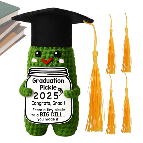 Häkelschreibtisch Kumpel - Gehäkeltes Gurkenpuppe Mit 5 Farbquasten | Gestricktes Abschlussspielzeug Mit Ermutigungskarten Schreibtisch Ornament Für High School Teenage Girls Reisen SCHL Häkelschreibtisch Kumpel - Gehäkeltes Gurkenpuppe Mit 5 Farbquasten | Gestricktes Abschlussspielzeug Mit Ermutigungskarten Schreibtisch Ornament Für High School Teenage Girls Reisen SCHL von Generisch