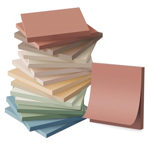 Haftnotizen, 7,6 x 7,6 cm, selbstklebende Blöcke, 16 Stück, Vintage-Farben, recycelbar und neu positionierbar, für Büro, Zuhause und Schule von Generisch