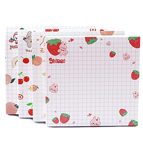 Haftnotizen, Kawaii-Notizblöcke, 7,9 x 7,9 cm, 4 Stück, bunte Früchte, selbstklebende Notizen für Büro, Schule und Zuhause (320 Blatt) von Generisch